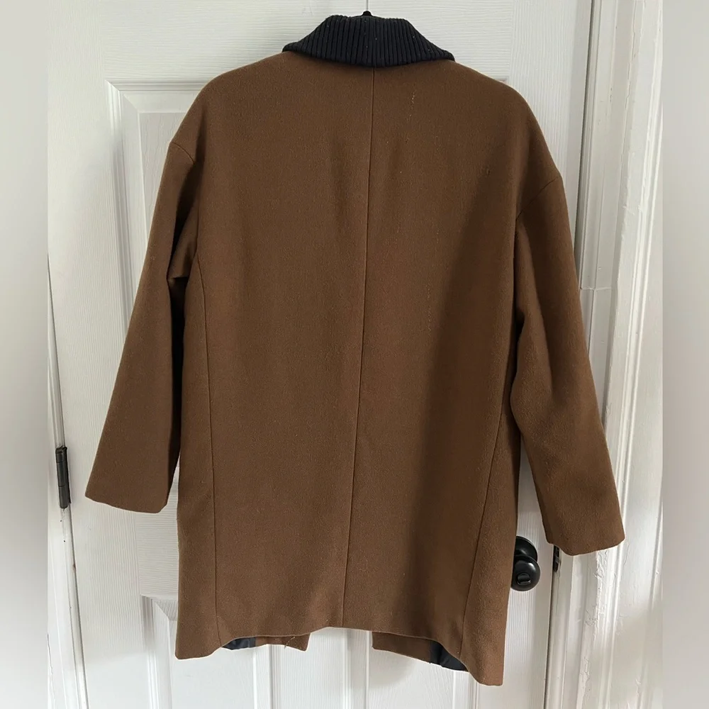 Zara Brown Cocoon Coat w/ Shawl Collar - Picture 2 of 3